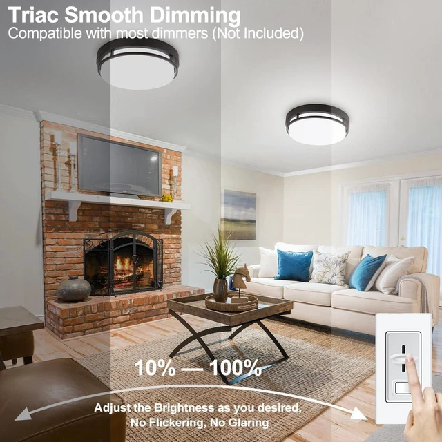 Alt view image 3 of 7 - Xbuyee 2Pack LED Flush Mount Ceiling Light Fixture 13inch 20W | 3000/4000/5000K Color Adjustable, Dimmable Ceiling Lamp for Kitchen, Hallway, Stairwell, Oil Rubbed Bronze, ETL Listed