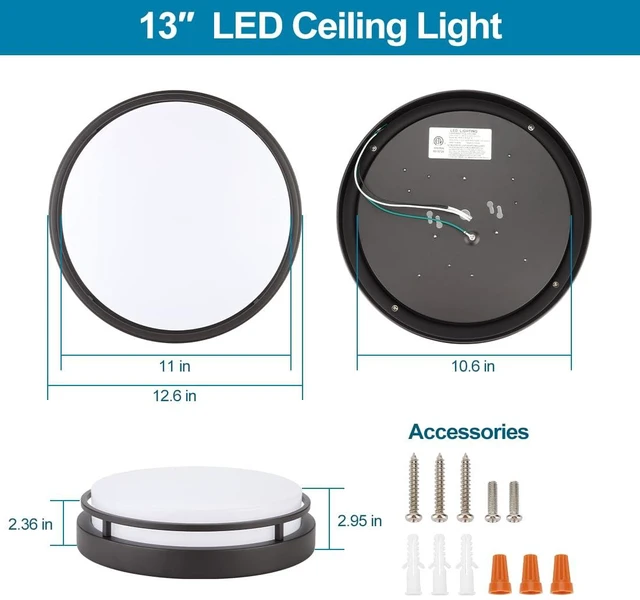 Alt view image 5 of 7 - Xbuyee 2Pack LED Flush Mount Ceiling Light Fixture 13inch 20W | 3000/4000/5000K Color Adjustable, Dimmable Ceiling Lamp for Kitchen, Hallway, Stairwell, Oil Rubbed Bronze, ETL Listed