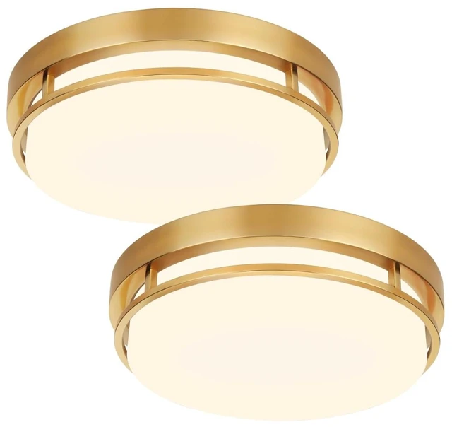 Main image of Xbuyee 2Pack LED Flush Mount Ceiling Light Fixture 13inch 20W | 3000/4000/5000K Color Selectable, Dimmable Ceiling Lamp for Kitchen, Hallway, Stairwell, Gold, ETL Listed