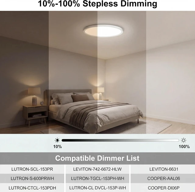 Alt view image 3 of 7 - libtit 4Pack 7inch LED Flush Mount Ceiling Light, Dimmable & 5Color Temperatures (3000K-6500K), 15W Round Slim Black Light Fixture for Closet Hallway Kitchen Bathroom Laundry