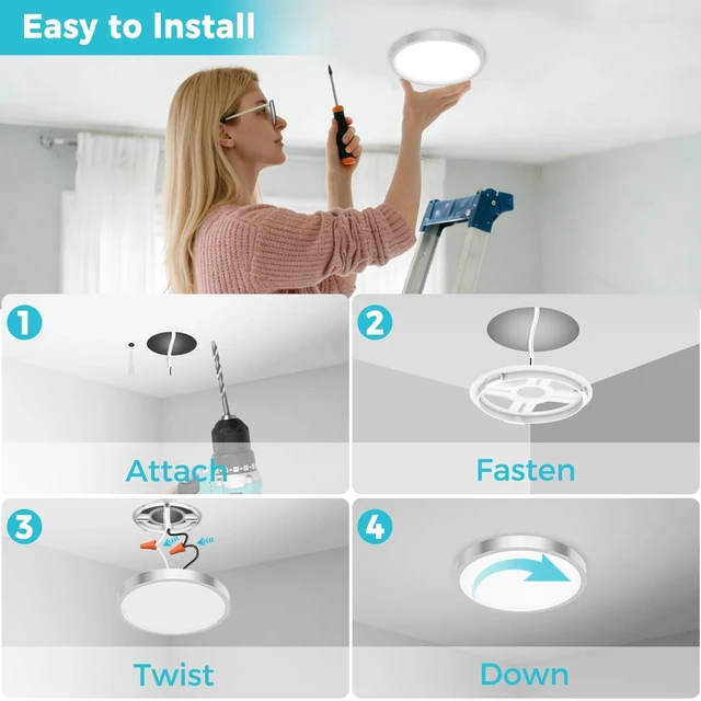 Alt view image 5 of 6 - libtit 13inch LED Flush Mount Ceiling Light, Dimmable & 5Color Temperatures (3000K-6500K), 24W Round Slim Brushed Nickel Light Fixture for Bedroom Livingroom Garage Kitchen