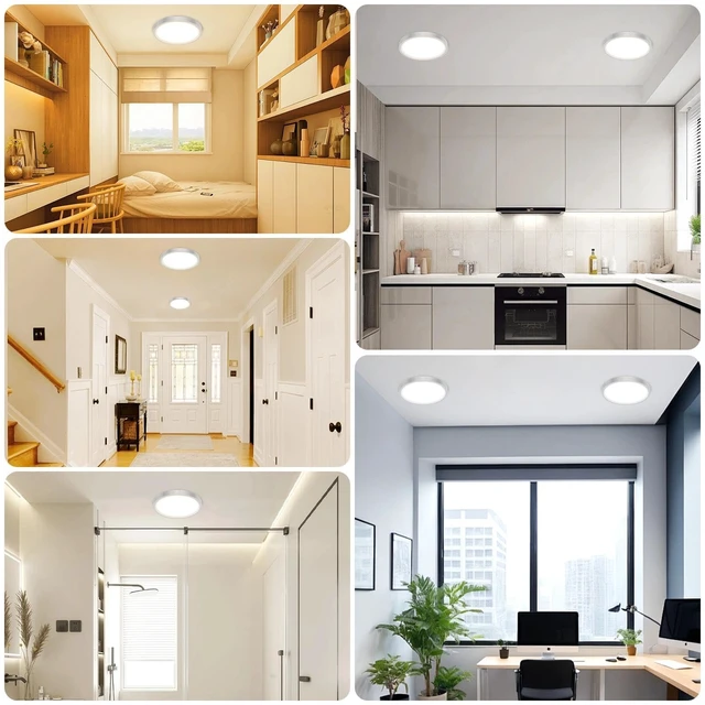 Alt view image 2 of 6 - libtit 13inch LED Flush Mount Ceiling Light, Dimmable & 5Color Temperatures (3000K-6500K), 24W Round Slim Brushed Nickel Light Fixture for Bedroom Livingroom Garage Kitchen