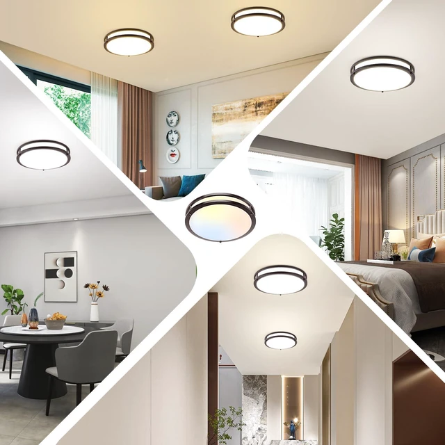 Alt view image 7 of 7 - 1-Pack 36W LED Ceiling Light, 13inch Oil Rubbed Bronze Flush Mount Light Fixture 3600LM 2700K/3000K/4000K/5000K/6500K Adjustable Ceiling Light, Modern Dimmable Lighting for Kitchen Hallway Bathroom