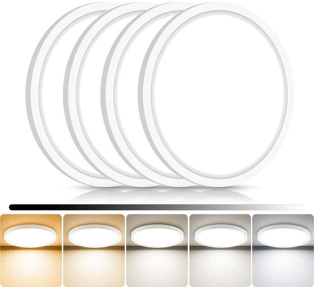 Main image of libtit 4Pack 7inch LED Flush Mount Ceiling Light, Dimmable & 5Color Temperatures (3000K-6500K), 15W Round Slim White Light Fixture for Closet Hallway Kitchen Bathroom Laundry
