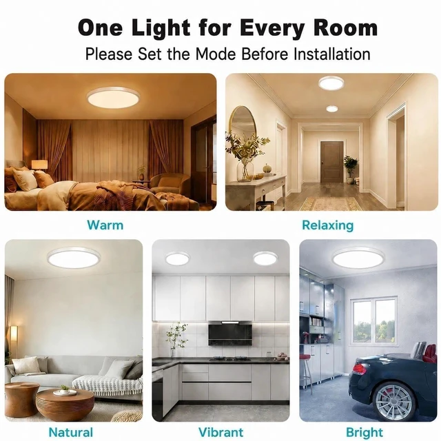 Alt view image 2 of 7 - libtit 4Pack 7inch LED Flush Mount Ceiling Light, Dimmable & 5Color Temperatures (3000K-6500K), 15W Round Slim White Light Fixture for Closet Hallway Kitchen Bathroom Laundry
