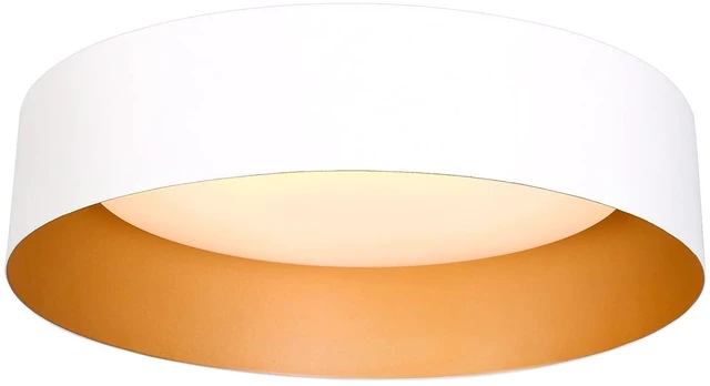 Main image of Bargeni Flush Mount Ceiling Light,White with Gold Interior,12.5 Inches | ETL-listed dimmable 18W LED light with 3000K warm glow, ideal for bedrooms, hallways, foyers and entryways