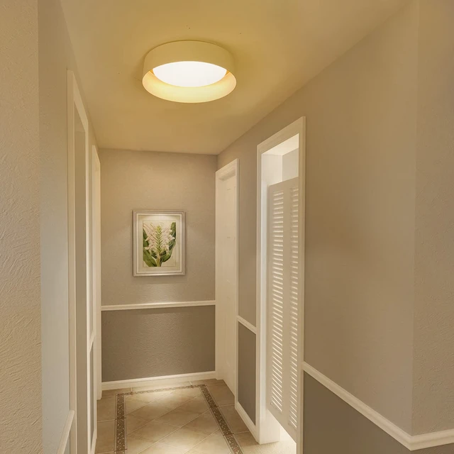 Alt view image 7 of 7 - Bargeni Flush Mount Ceiling Light,White with Gold Interior,12.5 Inches | ETL-listed dimmable 18W LED light with 3000K warm glow, ideal for bedrooms, hallways, foyers and entryways