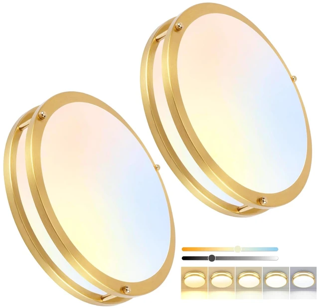 Main image of OOWOLF 13inch LED Flush Mount Ceiling Light Fixture Dimmable Gold, Easy Install LED Ceiling Lamp Fixture Without Flicker, Super Bright 36W 3600LM 5CCT Warm to White Light 3000K to 6000K 2-Pack
