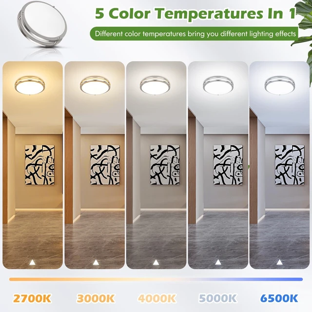 Alt view image 2 of 7 - 1-Pack 36W LED Ceiling Light Fixture (450W Equiv), 12IN Modern Flush Mount Ceiling Lights, Dimmable Ceiling Lamps Super Bright 3200LM, 2700K/3000K/4000K/5000K/6500K Adjustable for Bedroom Kitchen