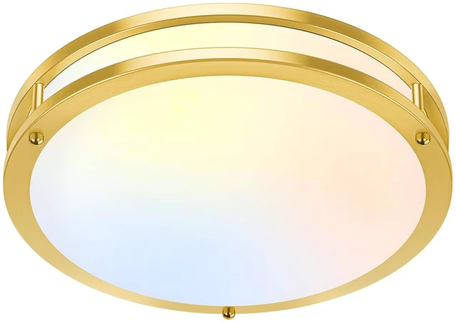 Main image of 13 Inch LED Flush Mount Ceiling Light, Gold Kitchen Light Fixture with 2700K/3000K/4000K/5000K/6500K 5 Color Adjusted, Dimmable Modern Round LED Light for Bedroom Bathroom Living Room Laundry, 1-Pack