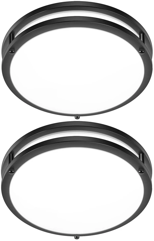 Main image of 12 Inch Flush Mount Ceiling Lights, 36W 3200LM Light Fixtures Ceiling Mount | Dimmable, 3000K-5000K Selectable Black Modern Kitchen Light Fixtures for Stairwell, Balcony, Corridor, Laundry, 2-Pack