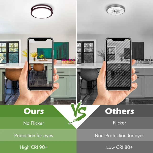 Alt view image 5 of 7 - 2-Pack 36W Dimmable LED Ceiling Lights, 12inch Oil Rubber Bronze Flush Mount Light Fixtures 3600LM 2700K/3000K/4000K/5000K/6500K Adjustable Ceiling Lights, Modern Lighting for Kitchen Hallway Bathroom