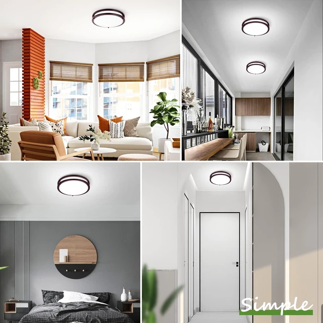 Alt view image 7 of 7 - 2-Pack 36W Dimmable LED Ceiling Lights, 12inch Oil Rubber Bronze Flush Mount Light Fixtures 3600LM 2700K/3000K/4000K/5000K/6500K Adjustable Ceiling Lights, Modern Lighting for Kitchen Hallway Bathroom