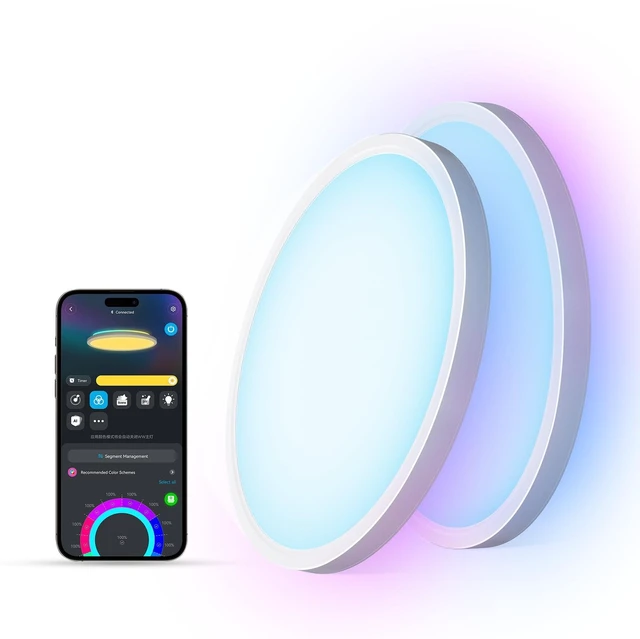Main image of Govee Smart Ceiling Light, 2400LM RGBIC and RGBWW, 12 Inch, White 2 Packs | RGBIC and RGBWW LED Ceiling Light Fixture, DIY Colors, Works with Matter Alexa, 2700K-6500K Lights for Bedroom, Living Room