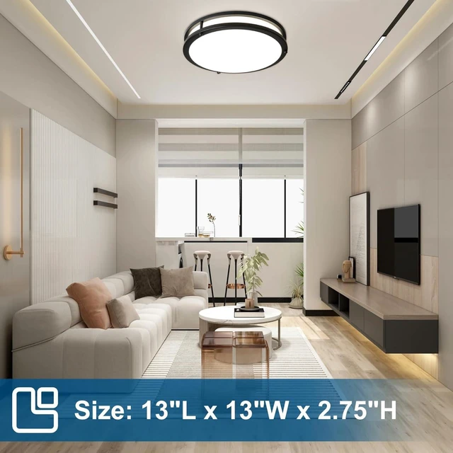 Alt view image 3 of 7 - OOWOLF 13inch LED Flush Mount Ceiling Light Fixture Dimmable Matte Black, Easy Install LED Ceiling Lamp Fixture Without Flicker, Super Bright 36W 3600LM 5CCT Warm to White Light 3000K to 6000K 2-Pack