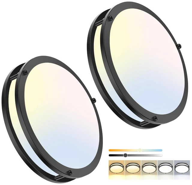 Main image of OOWOLF 13inch LED Flush Mount Ceiling Light Fixture Dimmable Matte Black, Easy Install LED Ceiling Lamp Fixture Without Flicker, Super Bright 36W 3600LM 5CCT Warm to White Light 3000K to 6000K 2-Pack