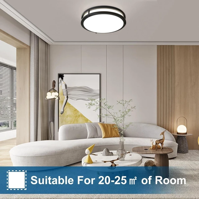 Alt view image 5 of 7 - OOWOLF 13inch LED Flush Mount Ceiling Light Fixture Dimmable Matte Black, Easy Install LED Ceiling Lamp Fixture Without Flicker, Super Bright 36W 3600LM 5CCT Warm to White Light 3000K to 6000K 2-Pack