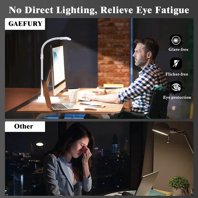 Alt view image 4 of 7 - GAEFURY LED Desk Lamp for Home Office, 24W Bright Desk Lamp with Phone Holder Base - 25 Lighting Modes Eye-Caring Desk Light Adjustable Gooseneck Lamp for Workbench Drafting Reading Study-White