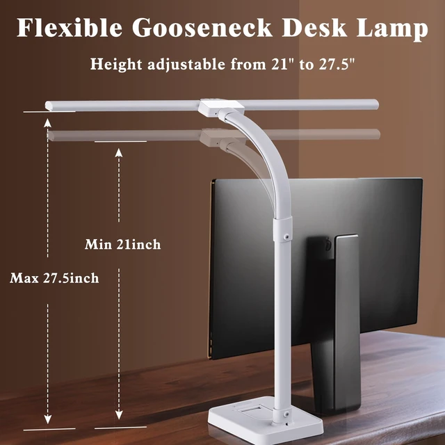 Alt view image 5 of 7 - GAEFURY LED Desk Lamp for Home Office, 24W Bright Desk Lamp with Phone Holder Base - 25 Lighting Modes Eye-Caring Desk Light Adjustable Gooseneck Lamp for Workbench Drafting Reading Study-White
