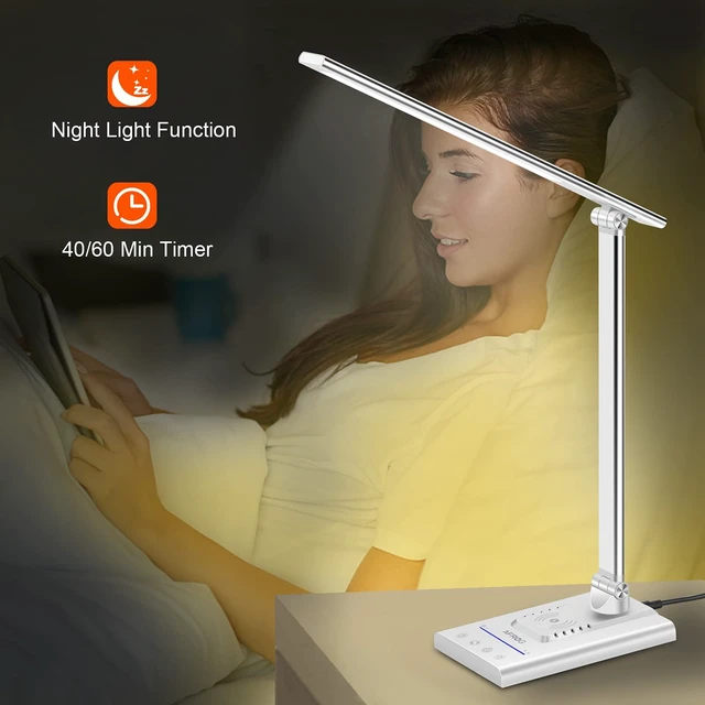 Alt view image 7 of 7 - AFROG 5th Gen Multifunctional LED Desk Lamp with 10W Fast Wireless Charger, USB Charging Port,1800Lux Super Bright,5 Lighting Mode,7 Brightness, Touch Control, Auto Timer, 15W Office Table Lamp