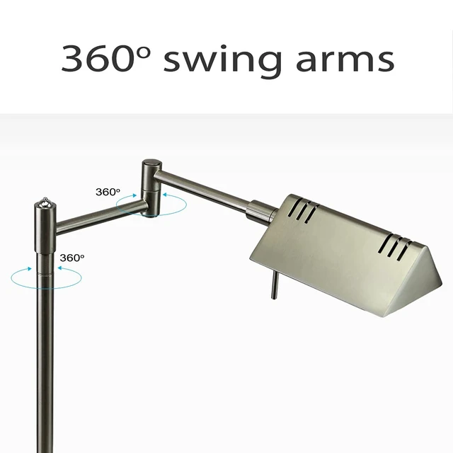 Alt view image 4 of 7 - O'Bright LED Pharmacy Table Lamp, Full Range Dimming, 12W LED, 360 Degree Swing Arms, Desk, Reading, Craft, Work Lamp, ETL Tested, Brushed Nickel