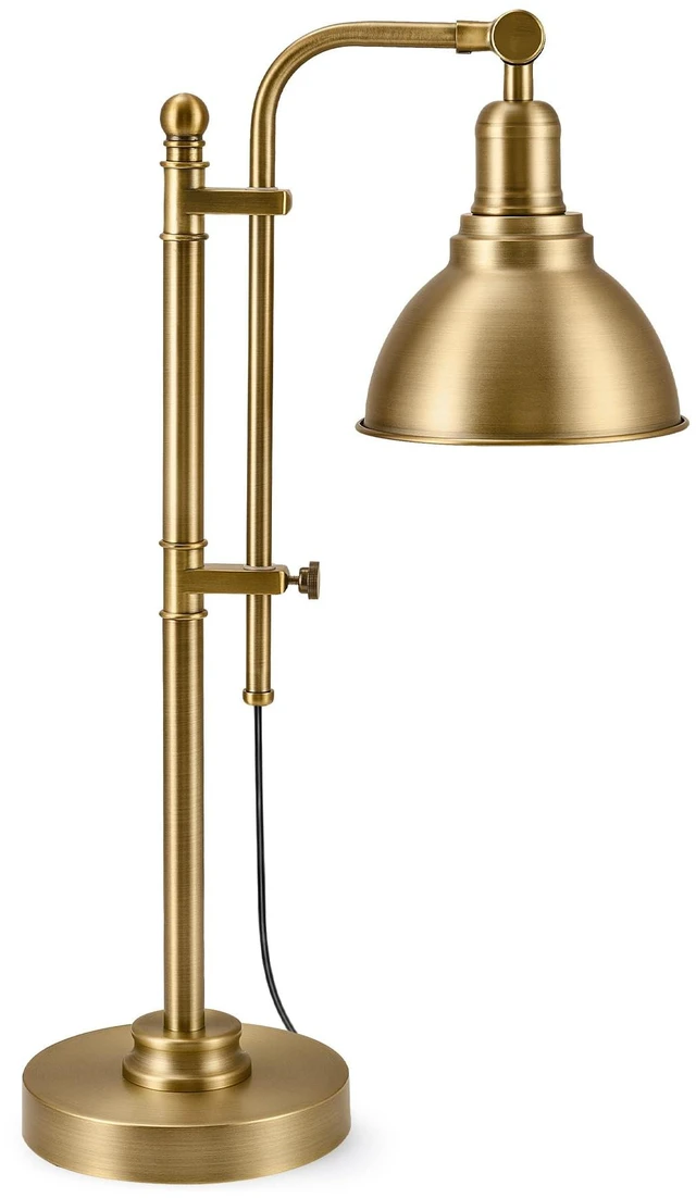 Main image of VONLUCE Rustic Desk Lamp, Adjustable Industrial Table Lamp for Home Office | Vintage Metal Task Lamps 25"-29", Vintage Work Light, Farmhouse Reading Lamp in Brushed Brass Finish, ETL Certificate