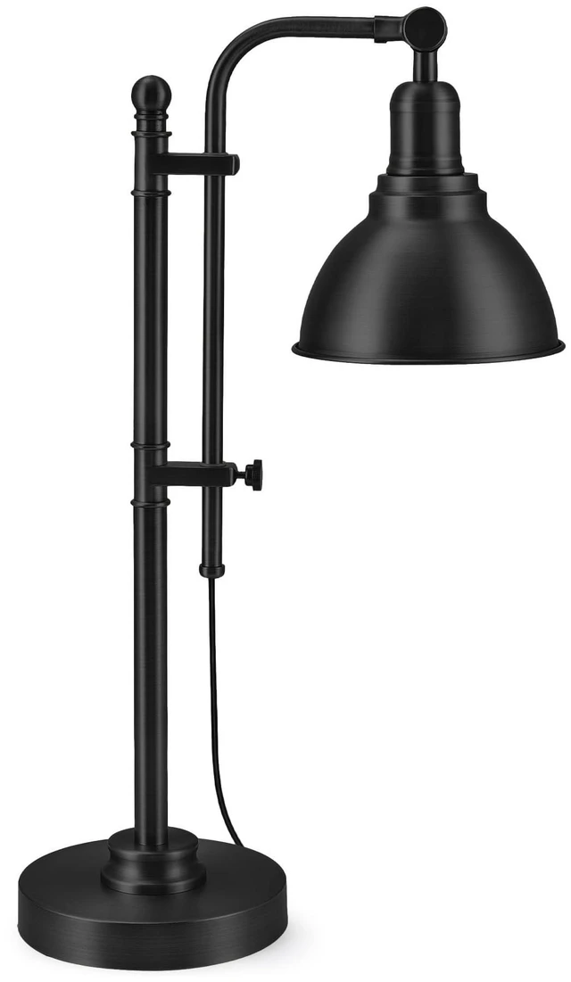 Main image of VONLUCE Rustic Desk Lamp, Adjustable Industrial Table Lamp for Home Office | Vintage Metal Task Lamps 25"-29", Vintage Work Light, Farmhouse Reading Lamp in Black Finish, ETL Certificate