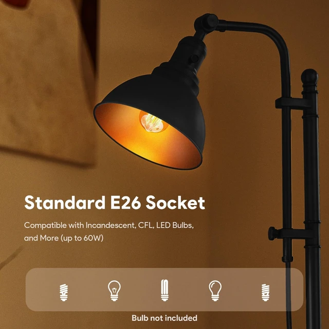 Alt view image 7 of 7 - VONLUCE Rustic Desk Lamp, Adjustable Industrial Table Lamp for Home Office | Vintage Metal Task Lamps 25"-29", Vintage Work Light, Farmhouse Reading Lamp in Black Finish, ETL Certificate
