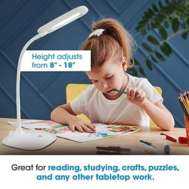 Alt view image 5 of 7 - OttLite ClearSun LED Soft Touch Desk Lamp, 3 Brightness, White | Reduces Eyestrain | CRI 95 for Color Accuracy | Flexible 13.5-Inch Rubberized Neck