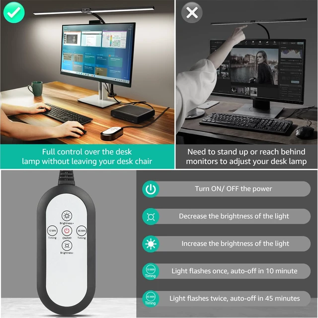 Alt view image 7 of 7 - ShineTech LED Desk Lamp for Home Office, 4000K Neutral White Double Head Architect Task Lamps with Clamp, Dimmable Adjustable Flexible,Black