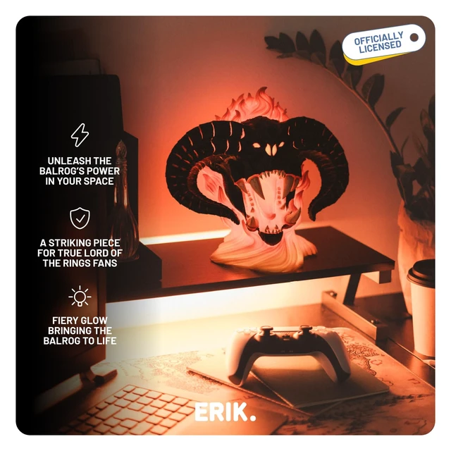 Alt view image 2 of 7 - Grupo Erik Lord of the Rings Lamp Balrog Collector Edition, LOTR Gifts | LOTR Merchandise - Lord of The Rings Decoration - USB and Battery Powered Official Product - Balrog Figure