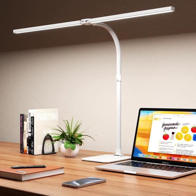 Main image of LED Desk Lamp Architect Task Light Dual Head Modern Flexible Gooseneck Tall | Dimmable Light for Home Office, 5 Color Modes, Remote Control, 1500lm 24W Extra Bright Lighting, Base