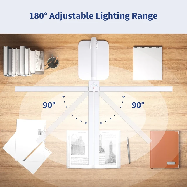 Alt view image 3 of 7 - LED Desk Lamp Architect Task Light Dual Head Modern Flexible Gooseneck Tall | Dimmable Light for Home Office, 5 Color Modes, Remote Control, 1500lm 24W Extra Bright Lighting, Base