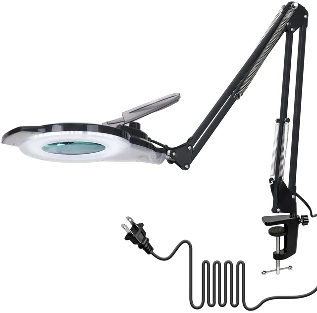 Main image of KIRKAS LED Magnifying Lamp with Clamp, 2,200 Lumens Dimmable 28in 12X | Magnifying Glass with Light for Repair Reading Craft Needlework Hobby Workbench Magnifier Dust Cover Adjust Swivel Arm
