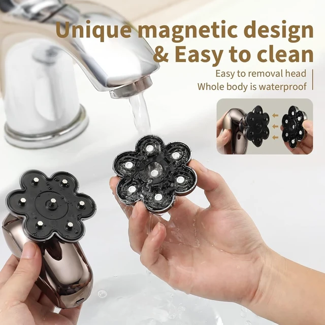 Alt view image 7 of 7 - SHPAVVER Head Shavers for Bald Men: 5-in-1 IPX7 Waterproof Grooming Kit - 7D Floating Electric Razor with Magnetic Removable Head - Wet/Dry LED Display - Type-C Fast Charging, Gray