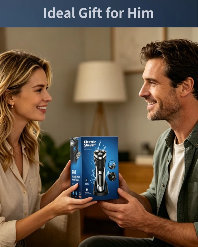 Alt view image 6 of 6 - Electric Razor for Men, 3D Rotary Electric Shaver with Long-Lasting Battery, Ergonomic Grip, Wet & Dry Waterproof Face Shaver, USB Rechargeable with Charging Stand, Pop-Up Trimmer (Gray)