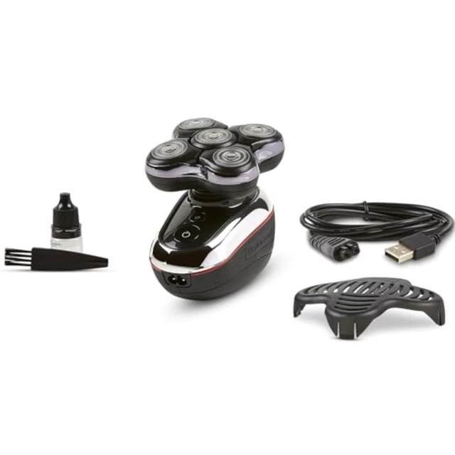 Alt view image 4 of 7 - Remington Balder Boss Rotary Shaver, Wet and Dry, Cordless Rechargeable | Smooth, Effortless Head Shaving, Japanese Steel Blades, Precision Dual Track Heads, Black, 1 Count