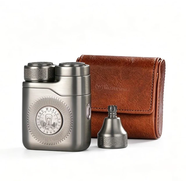 Main image of Westinghouse 2-in-1 Men's Portable Rotary Electric Shaver, Silver | Magnetic Floating Heads with Nose Hair Trimmer, IPX7 Waterproof USB-C Rechargeable, 90 Mins Runtime Wet Dry Shaving, Silver