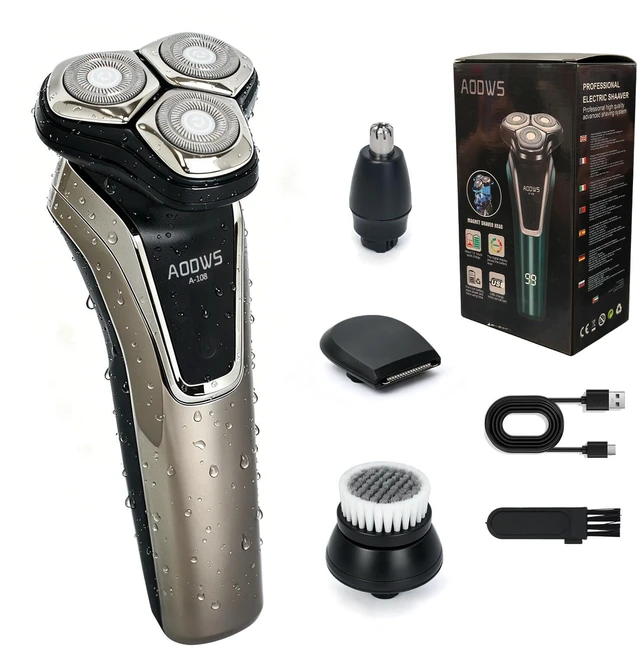 Main image of 4-in-1 Electric Razor for Men, 9999 RPM High-Speed Electric Shaver, 5D Floating Head Shavers for Men, 90Min Long-Lasting, IPX7 Waterproof, LED Display, Beard Trimmer for Sensitive Skin Care
