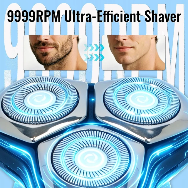 Alt view image 2 of 7 - 4-in-1 Electric Razor for Men, 9999 RPM High-Speed Electric Shaver, 5D Floating Head Shavers for Men, 90Min Long-Lasting, IPX7 Waterproof, LED Display, Beard Trimmer for Sensitive Skin Care