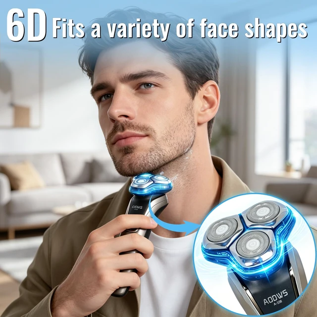 Alt view image 3 of 7 - 4-in-1 Electric Razor for Men, 9999 RPM High-Speed Electric Shaver, 5D Floating Head Shavers for Men, 90Min Long-Lasting, IPX7 Waterproof, LED Display, Beard Trimmer for Sensitive Skin Care