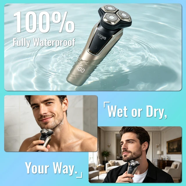 Alt view image 5 of 7 - 4-in-1 Electric Razor for Men, 9999 RPM High-Speed Electric Shaver, 5D Floating Head Shavers for Men, 90Min Long-Lasting, IPX7 Waterproof, LED Display, Beard Trimmer for Sensitive Skin Care