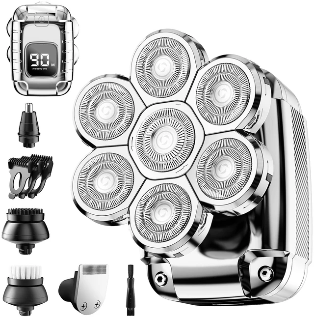 Main image of Head Shaver for Bald Men,2024 Upgrade 7-in-1 Mens Electric Shaver Bald Head Shaver for Men,Electric Razor for Bald Men IPX7 Waterproof Rotary Shaver Grooming Kit with LED Display