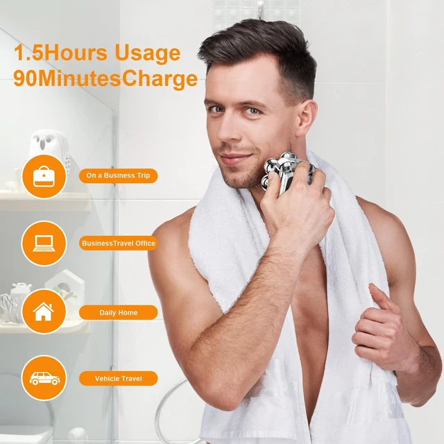 Alt view image 5 of 7 - Head Shaver for Bald Men,2024 Upgrade 7-in-1 Mens Electric Shaver Bald Head Shaver for Men,Electric Razor for Bald Men IPX7 Waterproof Rotary Shaver Grooming Kit with LED Display