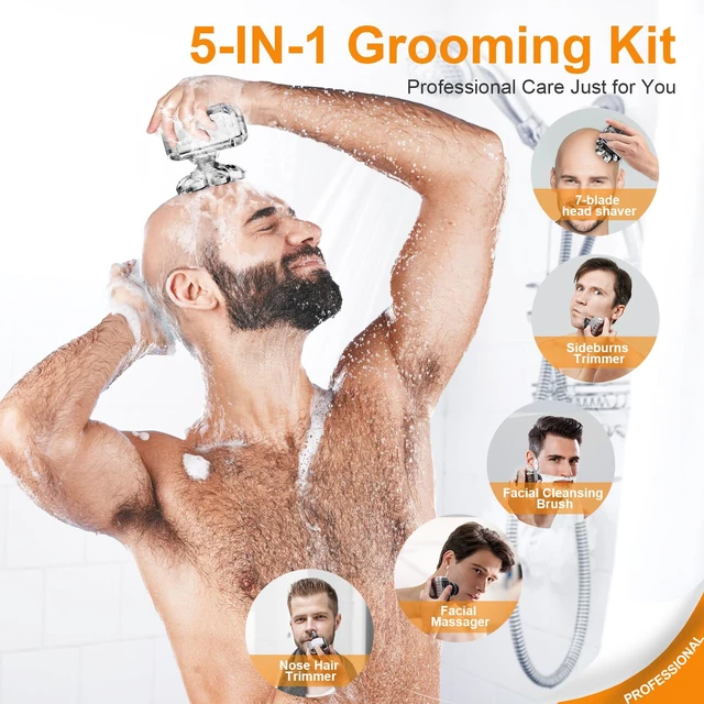Alt view image 6 of 7 - Head Shaver for Bald Men,2024 Upgrade 7-in-1 Mens Electric Shaver Bald Head Shaver for Men,Electric Razor for Bald Men IPX7 Waterproof Rotary Shaver Grooming Kit with LED Display