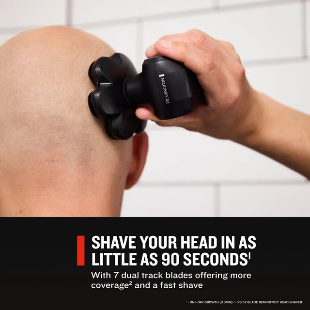 Alt view image 2 of 7 - Remington Balder MAX Head Shaver for Men, 7-Head Rotary Wet & Dry Razor | Cordless Design for Flexible Use, 70-Min Runtime, rechargeable battery, wet & dry shaving, sleek black finish