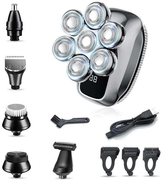 Main image of Sbaill Head Shavers for Bald Men - Electric Head Shavers for Men - Wet & Dry IPX7 Waterproof Cordless Electric Razor for Men, 6-in-1 Rotary Shaver Grooming Kit with Nose Beard Trimmer Hair Clipper