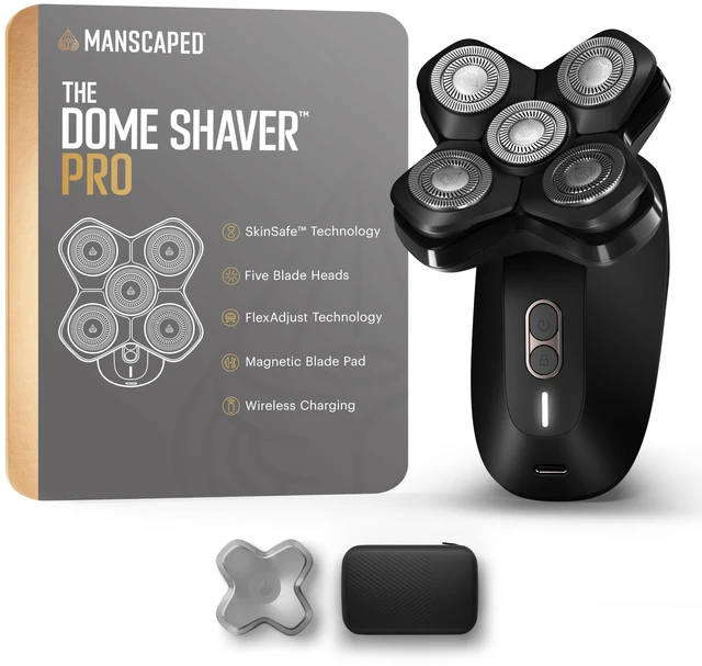 Main image of MANSCAPED® The Dome Shaver PRO Head Shaver for Bald Men | Five Rotary Blade Design with SkinSafe® & FlexAdjust Technology, Wet/Dry, USB-C & Wireless Charging, Travel Lock Compatible