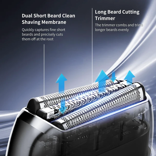 Alt view image 2 of 7 - Nuvy Professional Cordless Electric Shaver for Men - Fast Charging Wet/Dry Mini Travel Razor with Floating Heads, Precision Beard Trimmer, IPX7 Waterproof for Shower Use