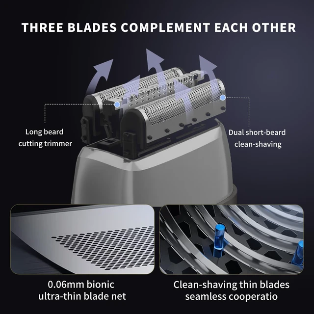 Alt view image 5 of 7 - Nuvy Professional Cordless Electric Shaver for Men - Fast Charging Wet/Dry Mini Travel Razor with Floating Heads, Precision Beard Trimmer, IPX7 Waterproof for Shower Use